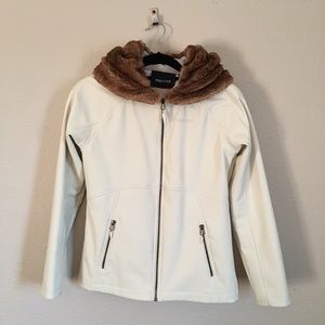 Creme Marmot Fleece-lined Faux Fur Hoodie
